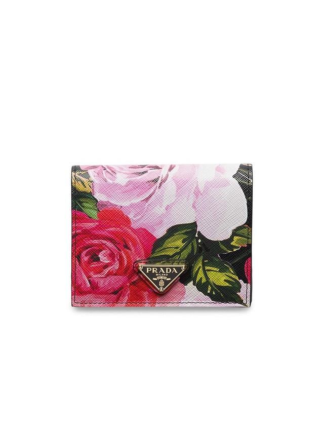 Womens Small Printed Saffiano Leather Wallet Product Image