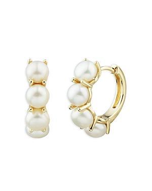 Saks Fifth Avenue Made in Italy Saks Fifth Avenue Women's 14K Yellow Gold & 5-5.5MM Cultured Freshwater Pearl Huggie Earrings  - female - Size: one-size Product Image