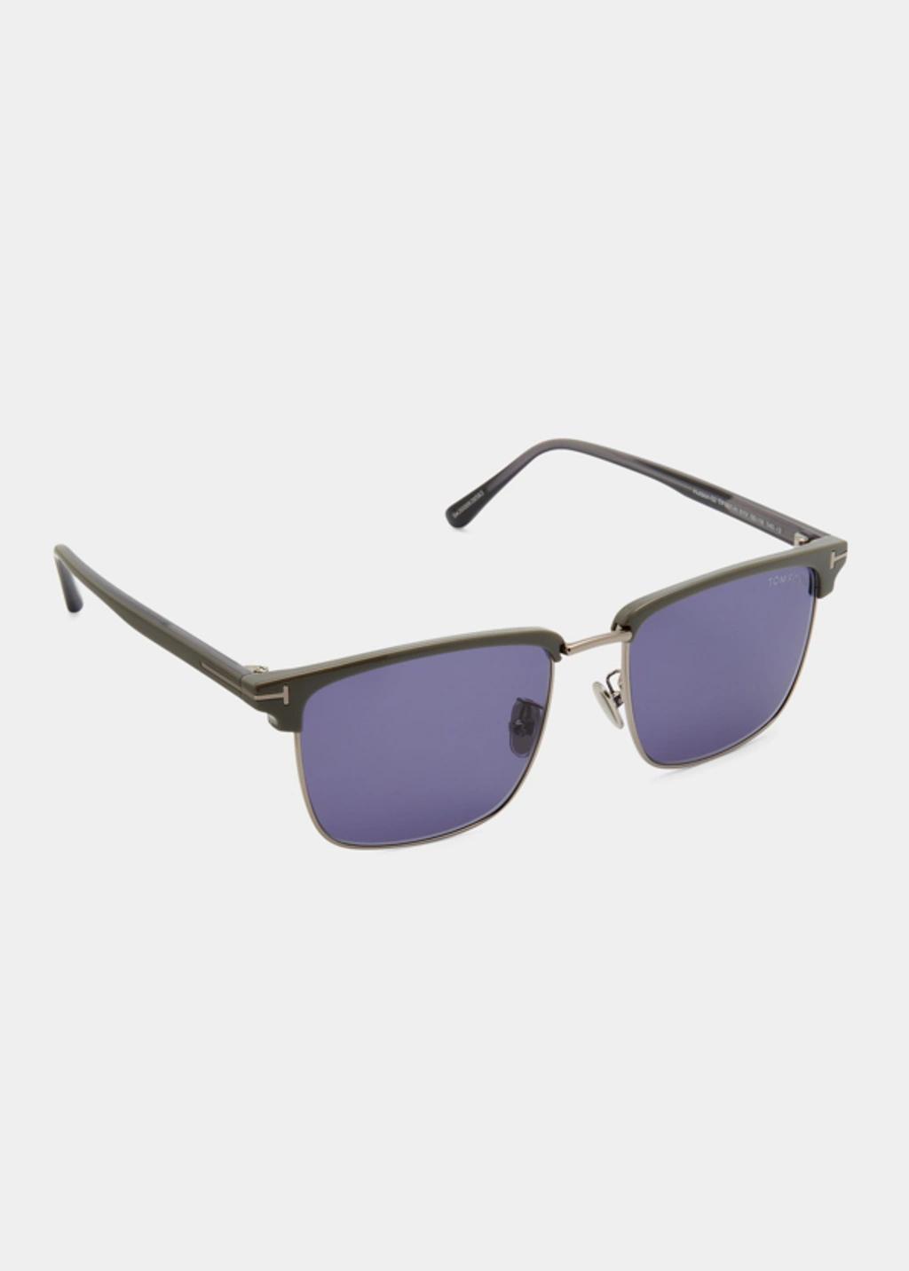 TOM FORD Men's Ft0997-hudson Half-rim Square Sunglasses In Brown product image