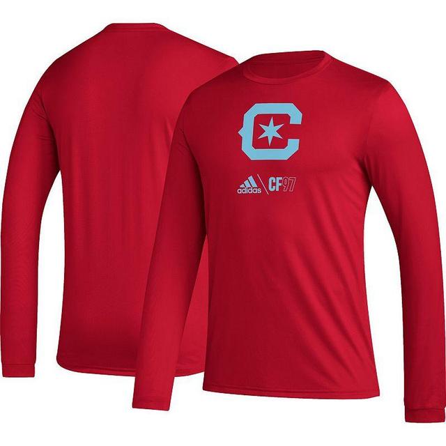 Mens adidas Red Chicago Fire Icon Long Sleeve T-Shirt Product Image