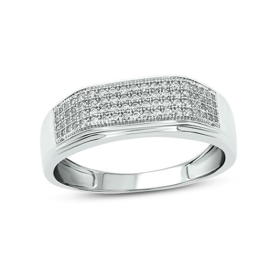 Men's 3/8 CT. T.w. Diamond Rectangular Wedding Band in 14K White Gold Product Image