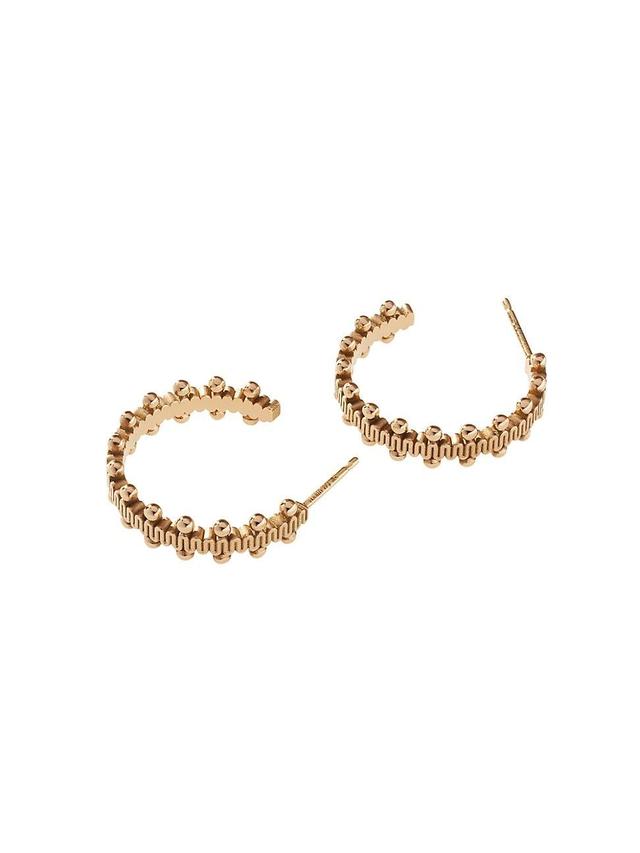 Womens Beaded 18K Yellow Gold Medium Hoop Earrings - Yellow Gold - Size Medium Product Image