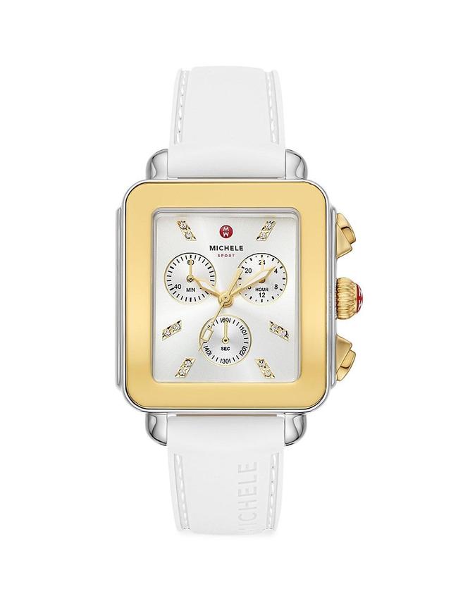 Womens Deco Sport Gold-Tone White Silicone Watch Product Image