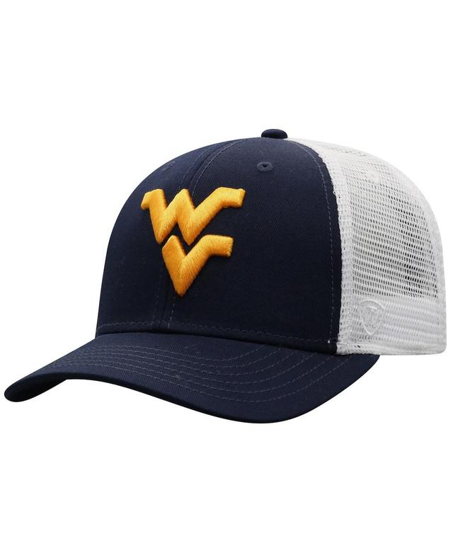 Mens Top of the World Navy West Virginia Mountaineers Trucker Snapback Hat - Navy Product Image