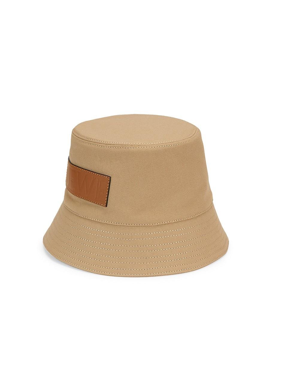 Womens Leather-Trimmed Canvas Bucket Hat product image