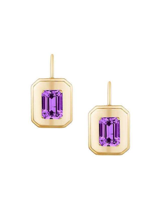 Womens Queen 18K Yellow Gold & Amethyst Drop Earrings Product Image