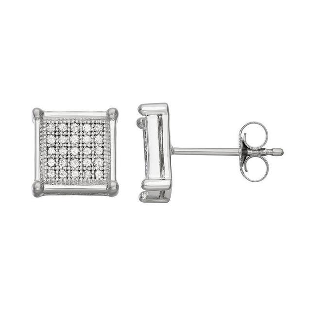 10k White Gold 1/4 Carat T.W. Diamond Square Stud Earrings, Womens, 10k Whgold Product Image