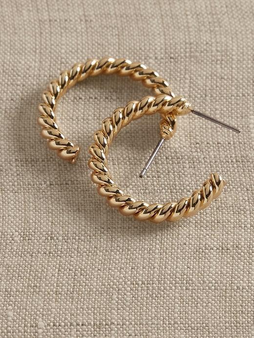 14K Gold Plated Croissant Hoop Earring Product Image