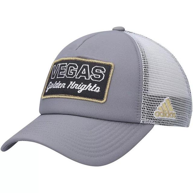 Mens adidas Gray/White Vegas Golden Knights Locker Room Foam Trucker Snapback Hat Product Image