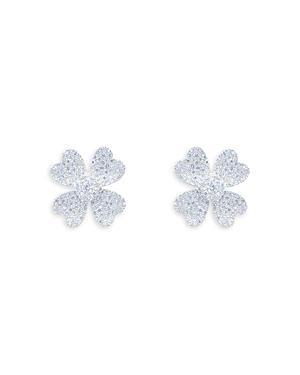 Womens Large 14K White Gold & 0.88 TCW Diamond Flower Stud Earrings - White Gold Product Image