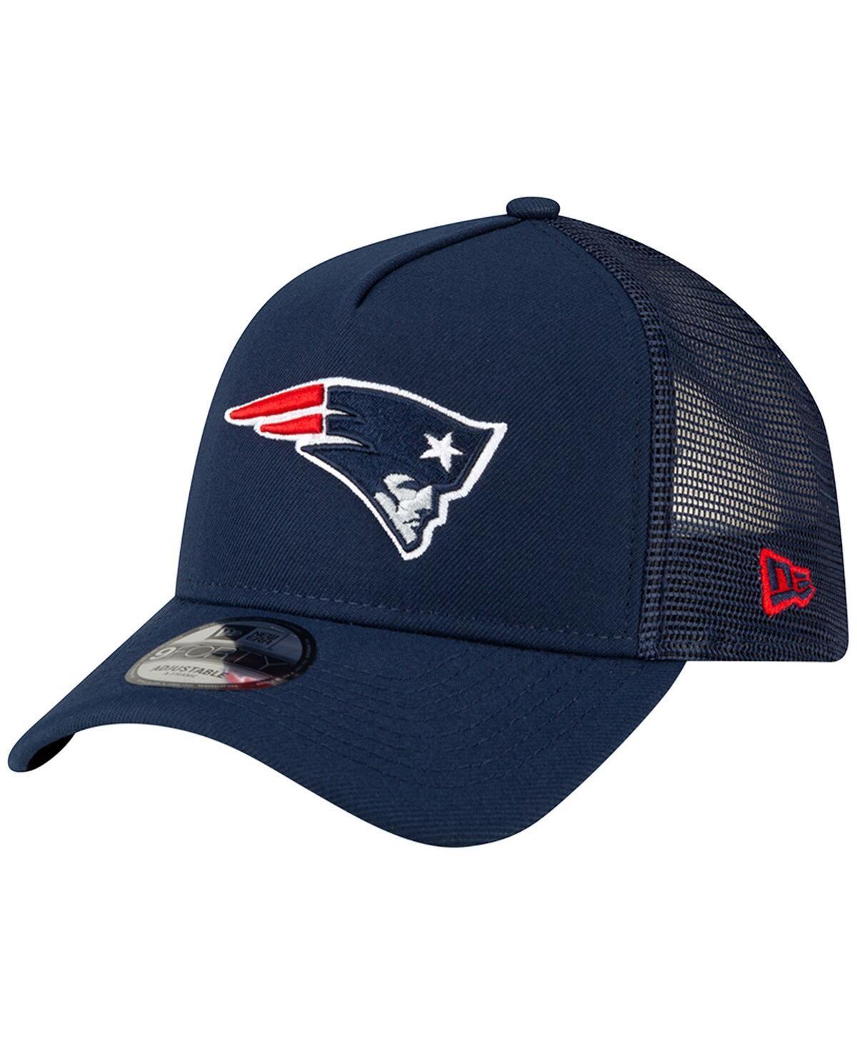 Mens New Era Navy New England Patriots A-Frame Trucker 9FORTY Adjustable Hat Product Image