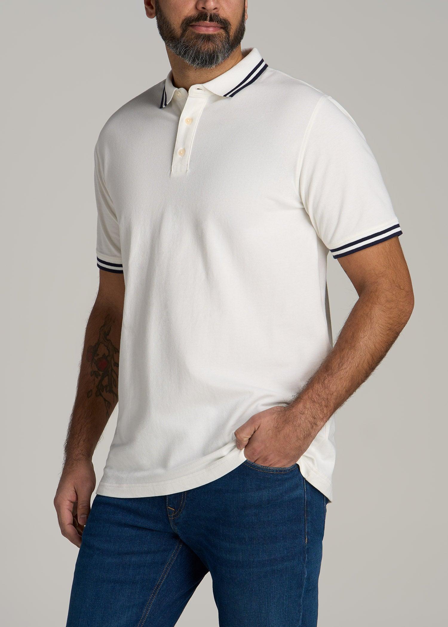 Contrast Tipped Polo Men's in Ecru Male Product Image