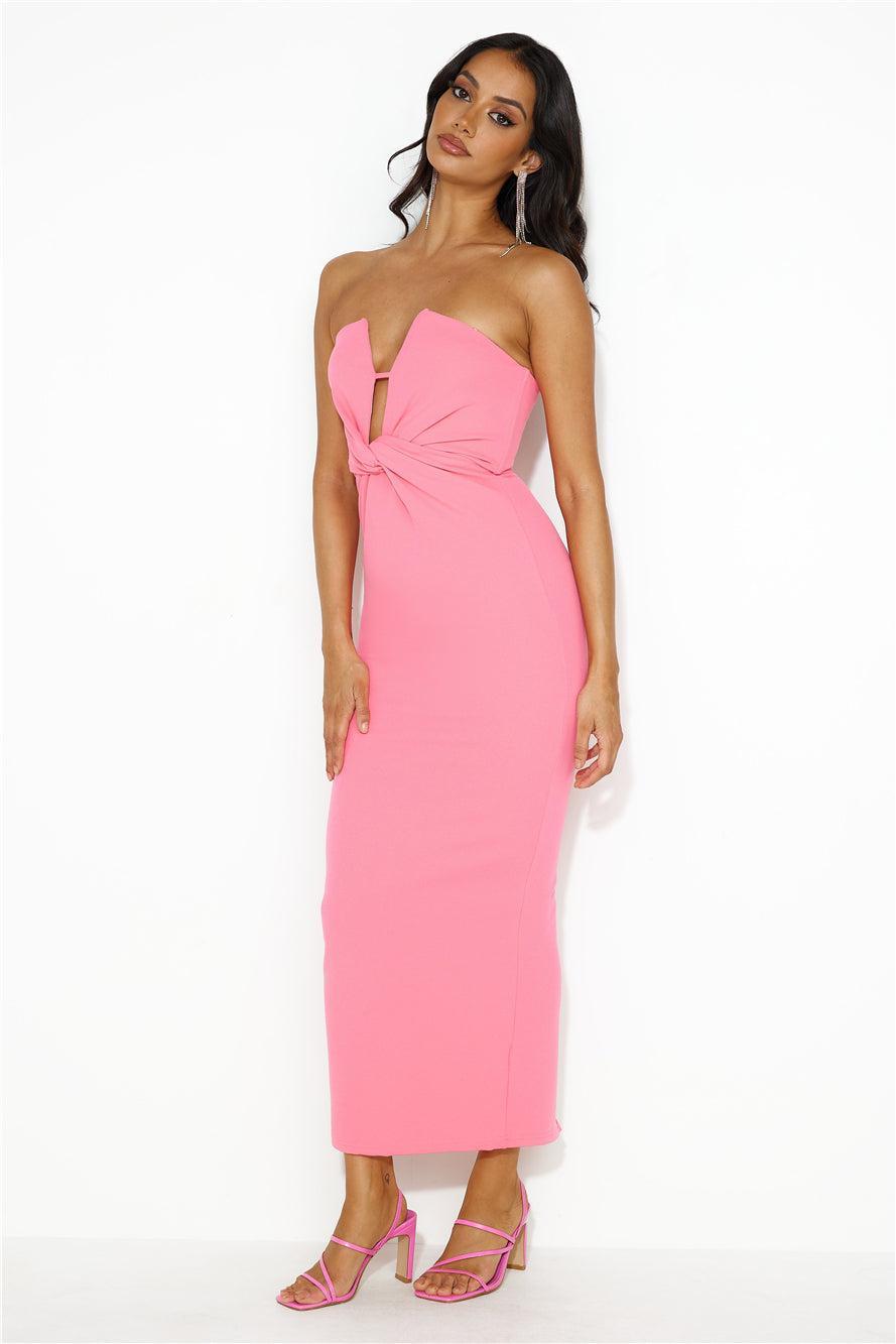 Groove To It Strapless Maxi Dress Pink Product Image