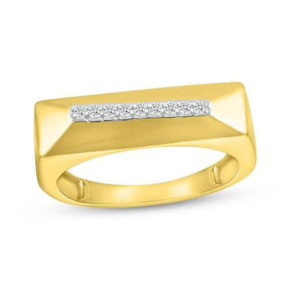 Men's 1/10 CT. T.w. Diamond Slanted Bar Ring in 10K Gold Product Image