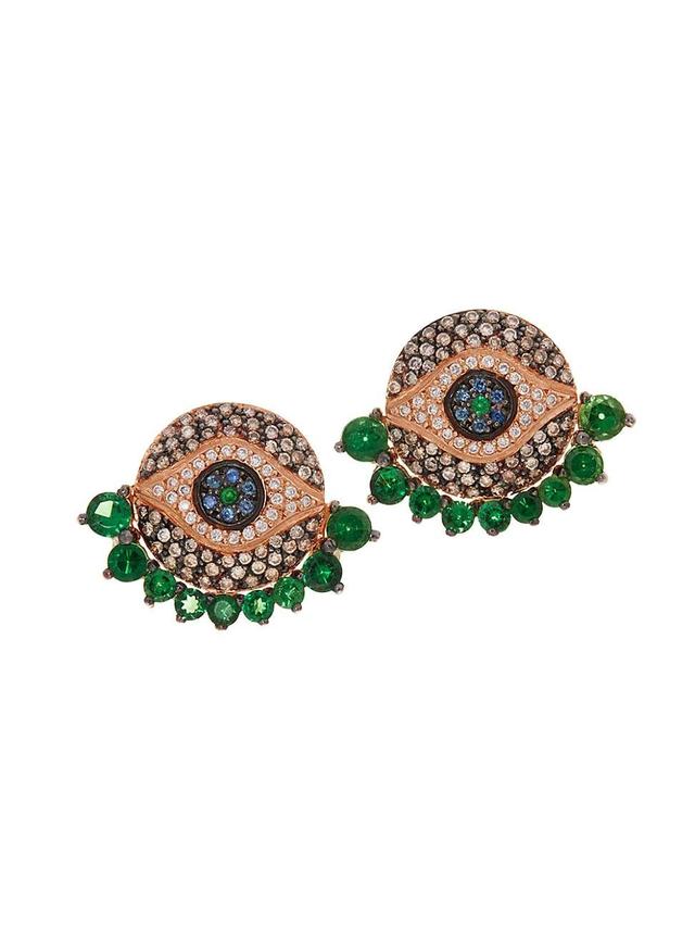 Womens Evil Eye 18K Yellow Gold & Multi-Stone Dawn Stud Earrings Product Image