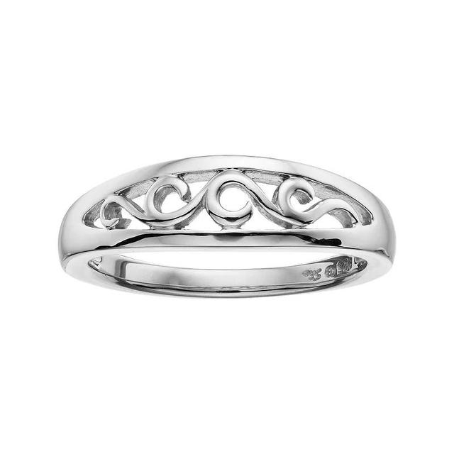 Boston Bay Diamonds Sterling Silver Openwork Scroll Ring, Womens Grey Product Image