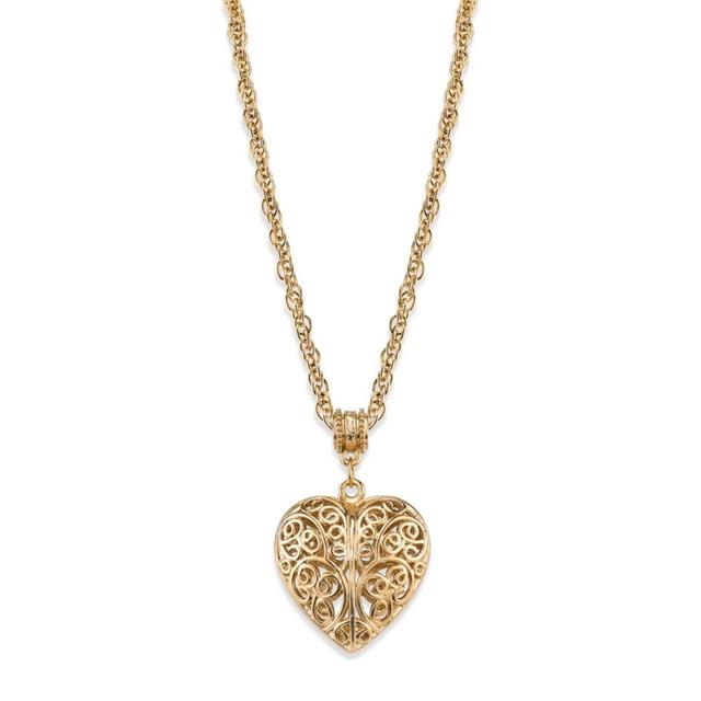 1928 Filigree Heart Pendant Necklace, Womens Yellow Product Image