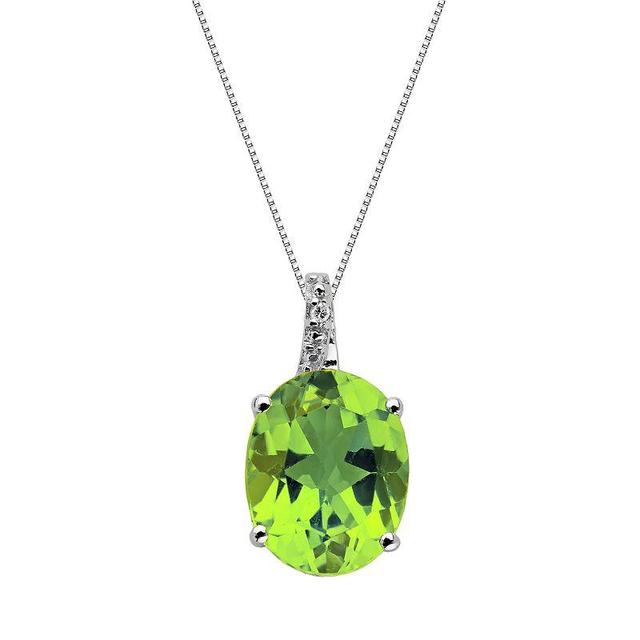 Gemminded Sterling Silver Peridot and Diamond Accent Oval Pendant, Womens Green Product Image