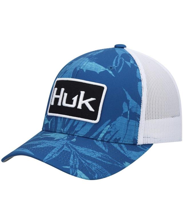 Mens Huk Blue Ocean Palm Trucker Snapback Hat Product Image