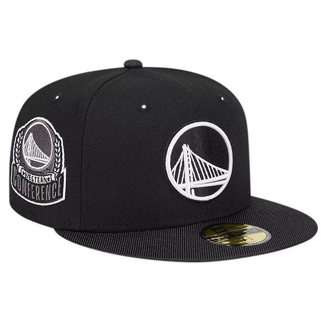 Mens New Era Black Golden State Warriors Active Satin Visor 59FIFTY Fitted Hat Product Image