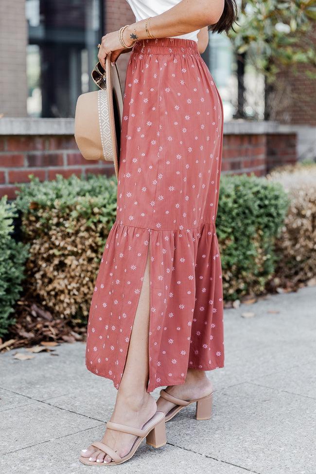 A Beautiful Day Rust Printed Maxi Skirt FINAL SALE Product Image