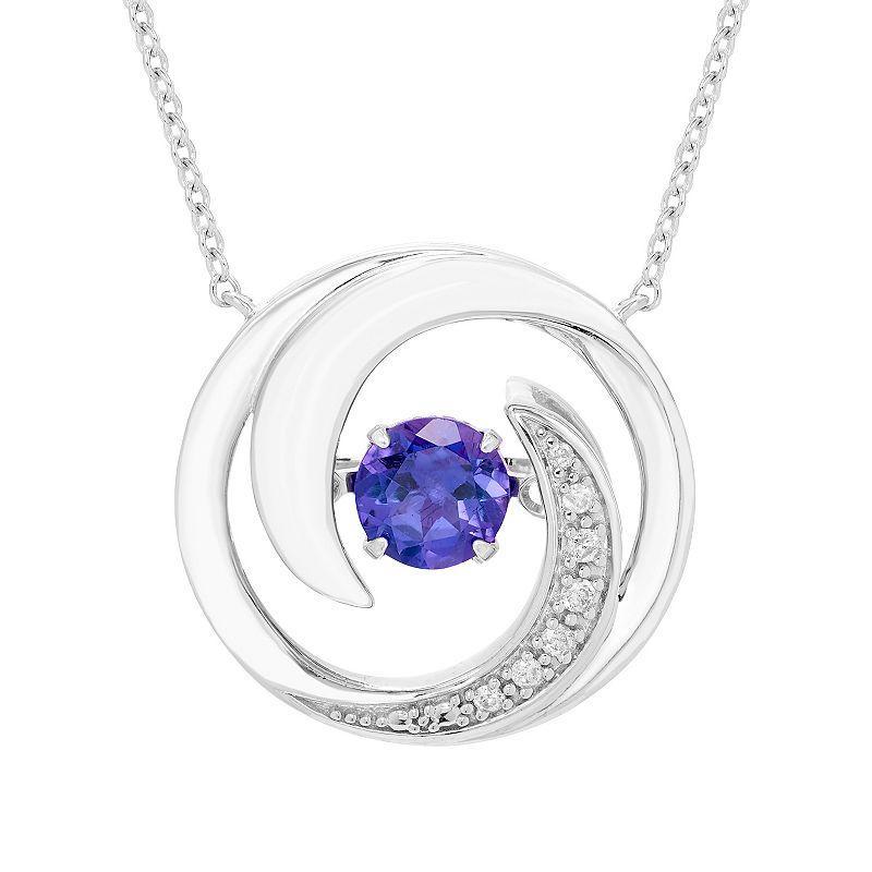 Boston Bay Diamonds Brilliance in Motion Sterling Silver Tanzanite & Diamond Accent Swirl Necklace, Womens Purple Product Image