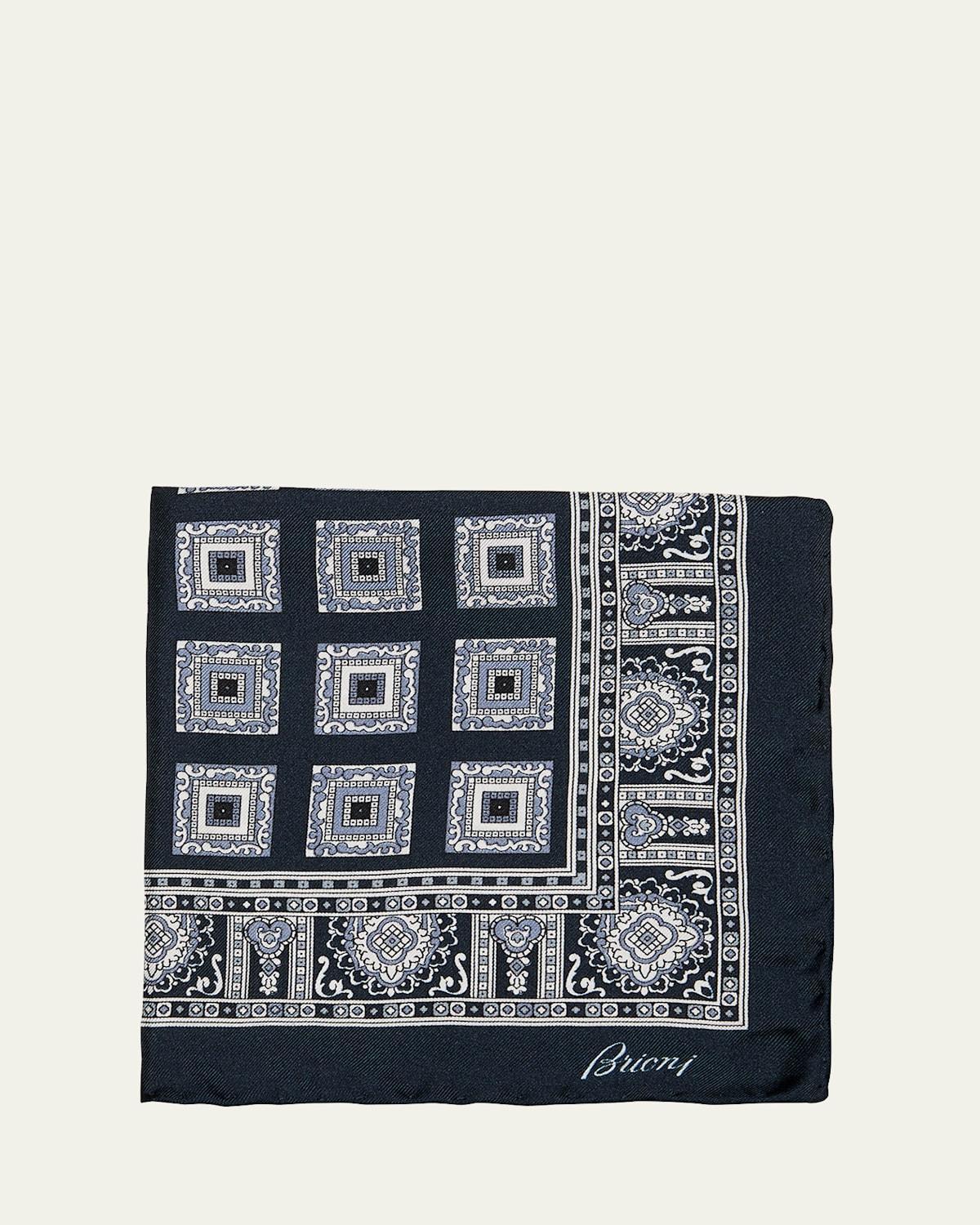 Mens Silk Medallion-Print Pocket Square Product Image