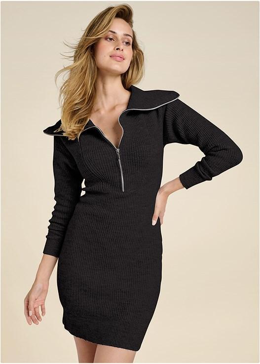 Zip Front Sweater Dress Product Image