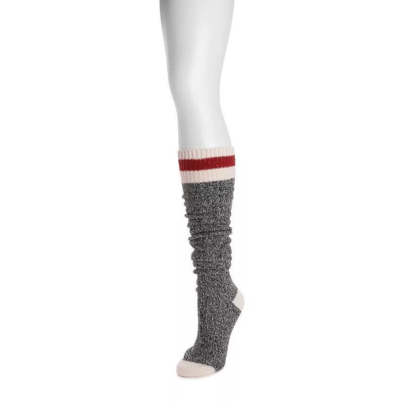 Womens MUK LUKS Slouch Rib Socks, Ebony White Product Image