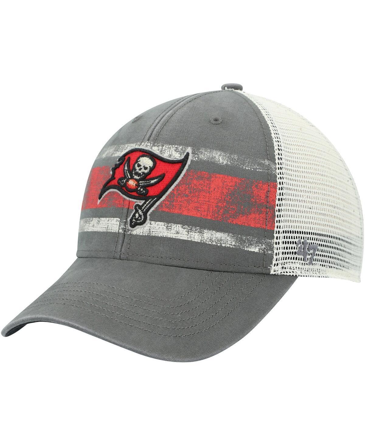 Mens 47 Brand Charcoal Distressed Tampa Bay Buccaneers Interlude Mvp Trucker Snapback Hat - Charcoal Product Image