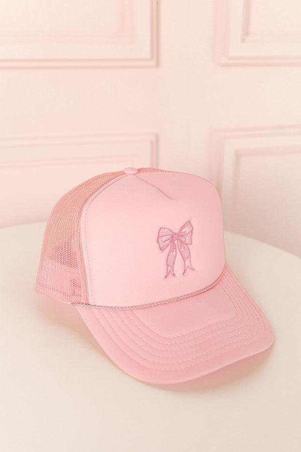 Coquette Crush Embroidered Trucker Hat In Pink Product Image