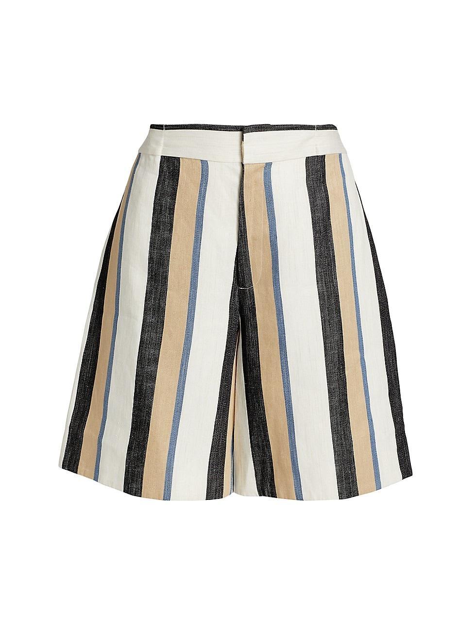 Womens Striped Linen Trouser Shorts Product Image