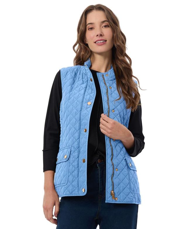 Jones New York Womens Quilted Patch Pocket Vest W/Snaps Zipp Jacket Product Image