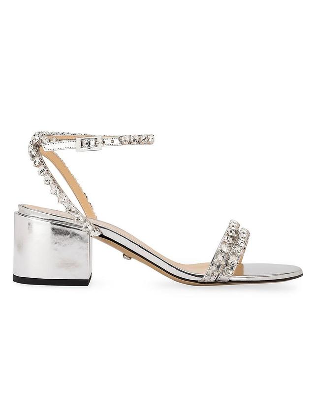 Womens Audrey Embellished Metallic Leather Ankle Sandals Product Image