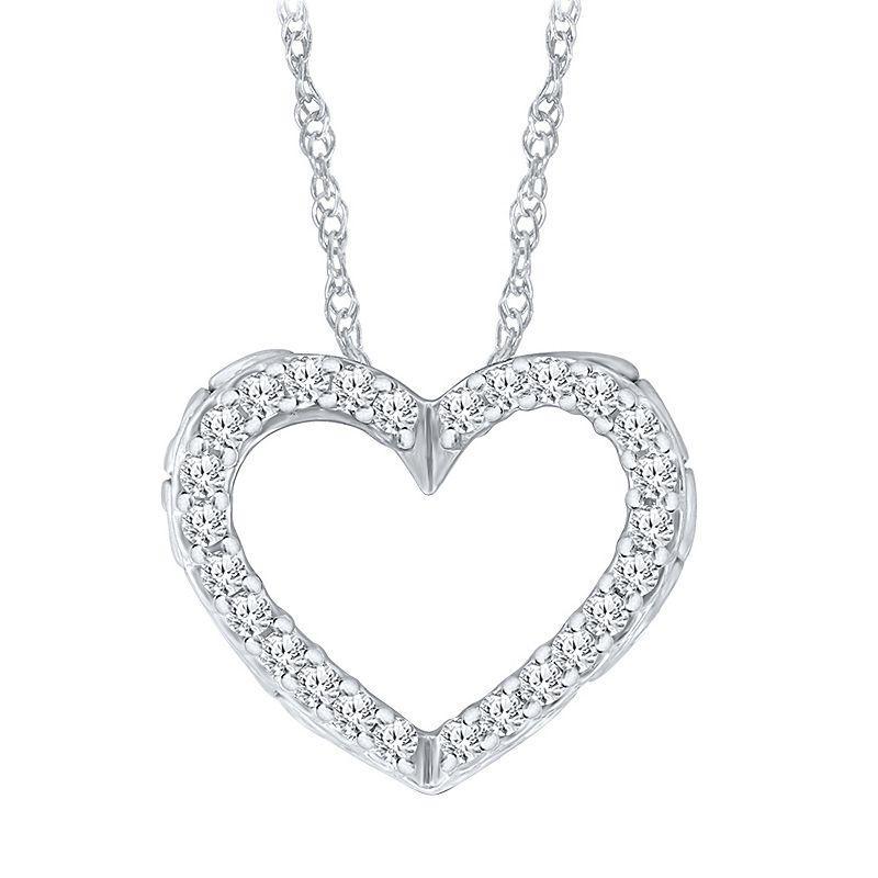 Irena Park 10K White Gold 1/10 Carat T.W. Diamond Heart Pendant Necklace, Womens Product Image