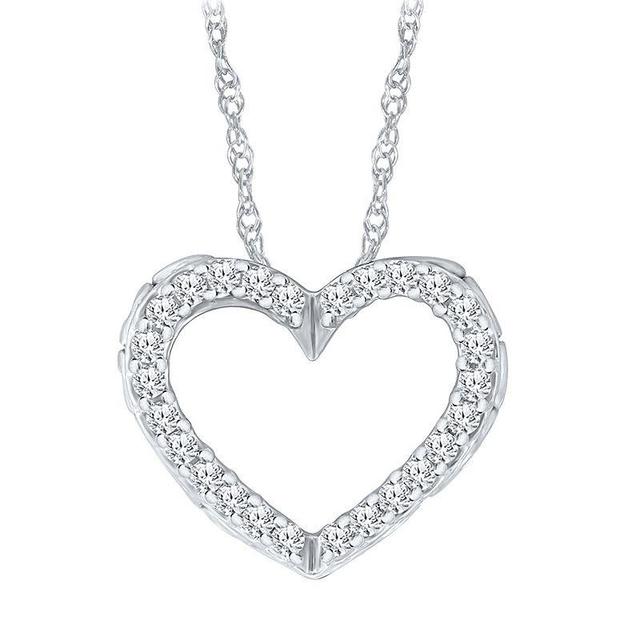 Irena Park 10K White Gold 1/10 Carat T.W. Diamond Heart Pendant Necklace, Womens Product Image