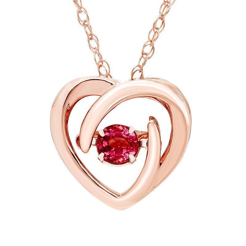 Boston Bay Diamonds Brilliance in Motion 14k Rose Gold Over Silver Pink Tourmaline Dancing Gemstone Heart Pendant, Womens Pink Tone Product Image