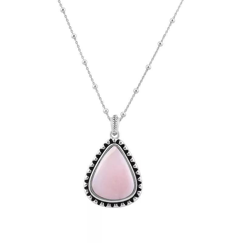 Gemistry Sterling Silver Pink Opal Pendant Necklace, Womens Pink White Product Image