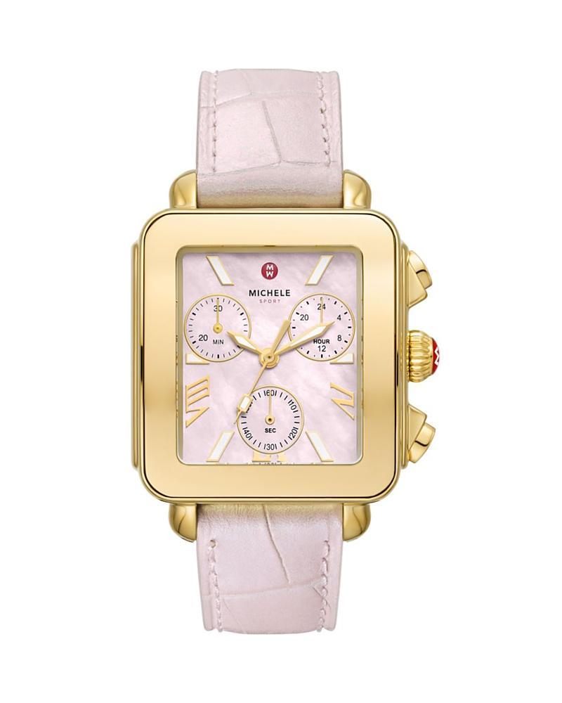 Womens Deco Sport 18K-Gold-Plated & Croc-Embossed Chronograph Watch/34MM x 36MM Product Image