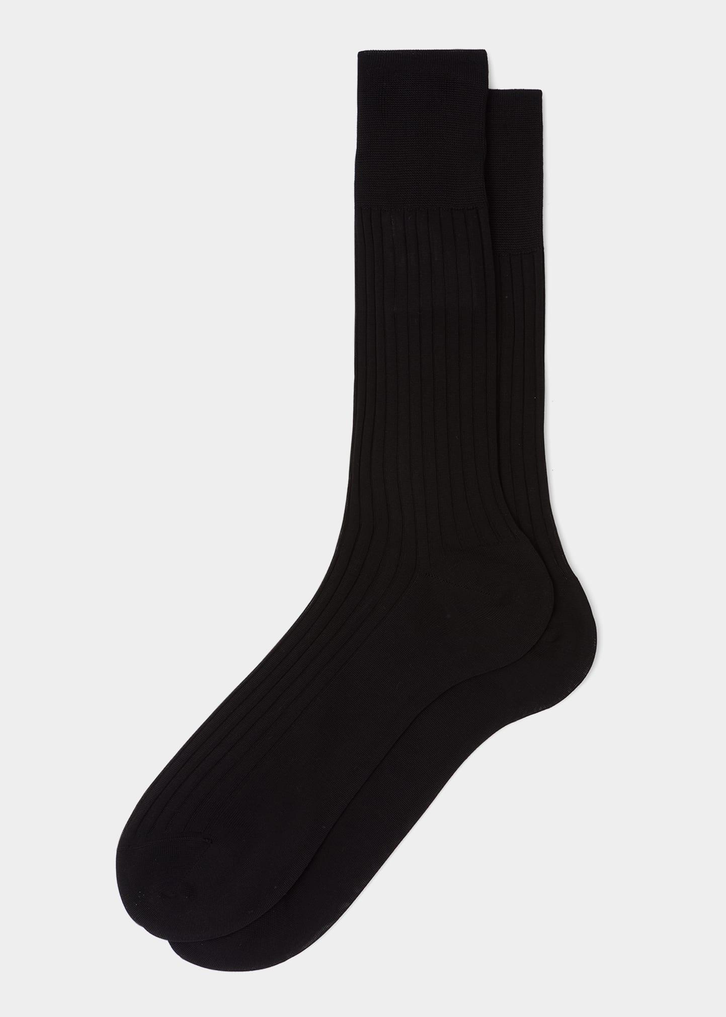 Mens Rib-Knit Cotton Crew Socks Product Image