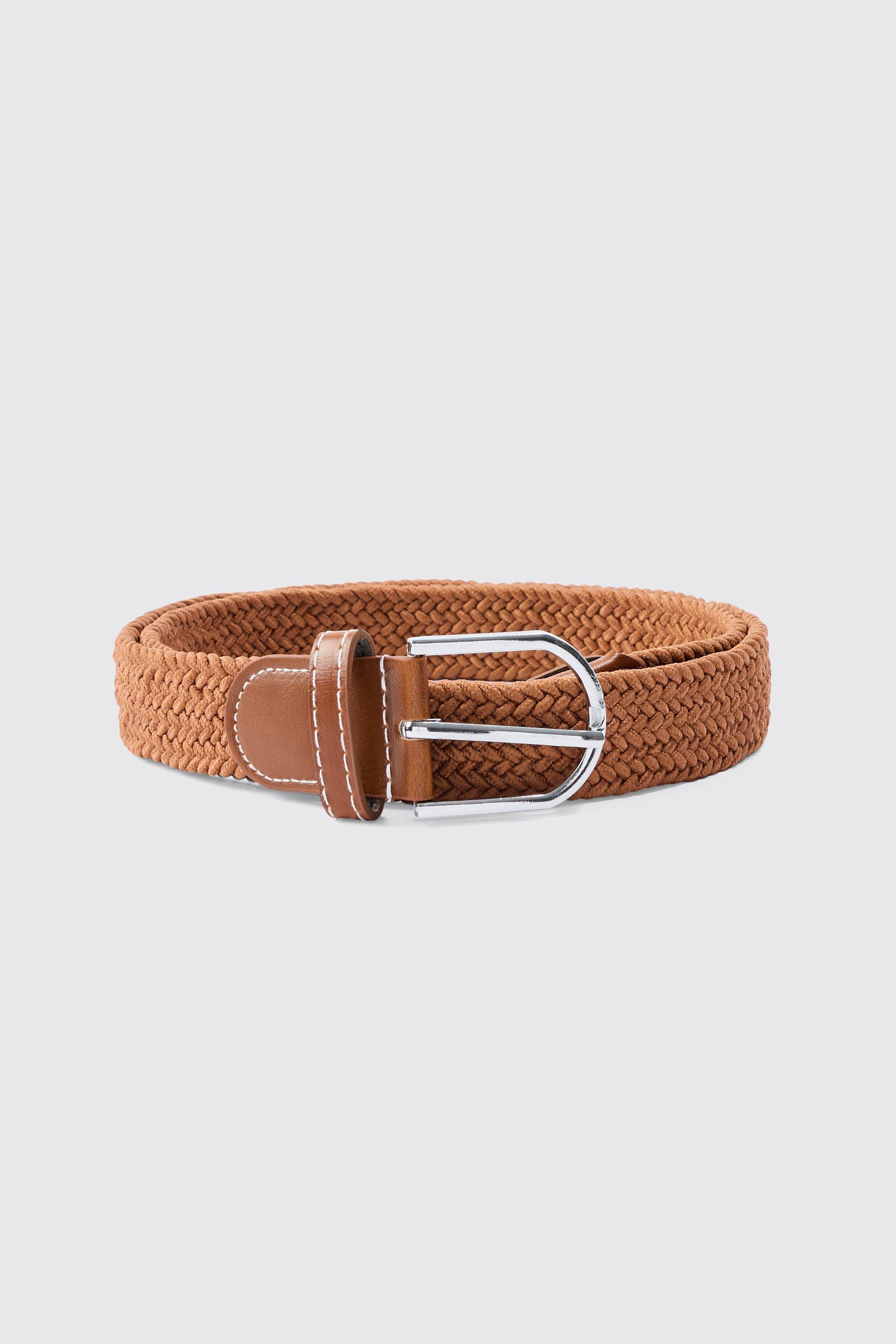 Knitted Belt In Brown | boohooMAN USA Product Image