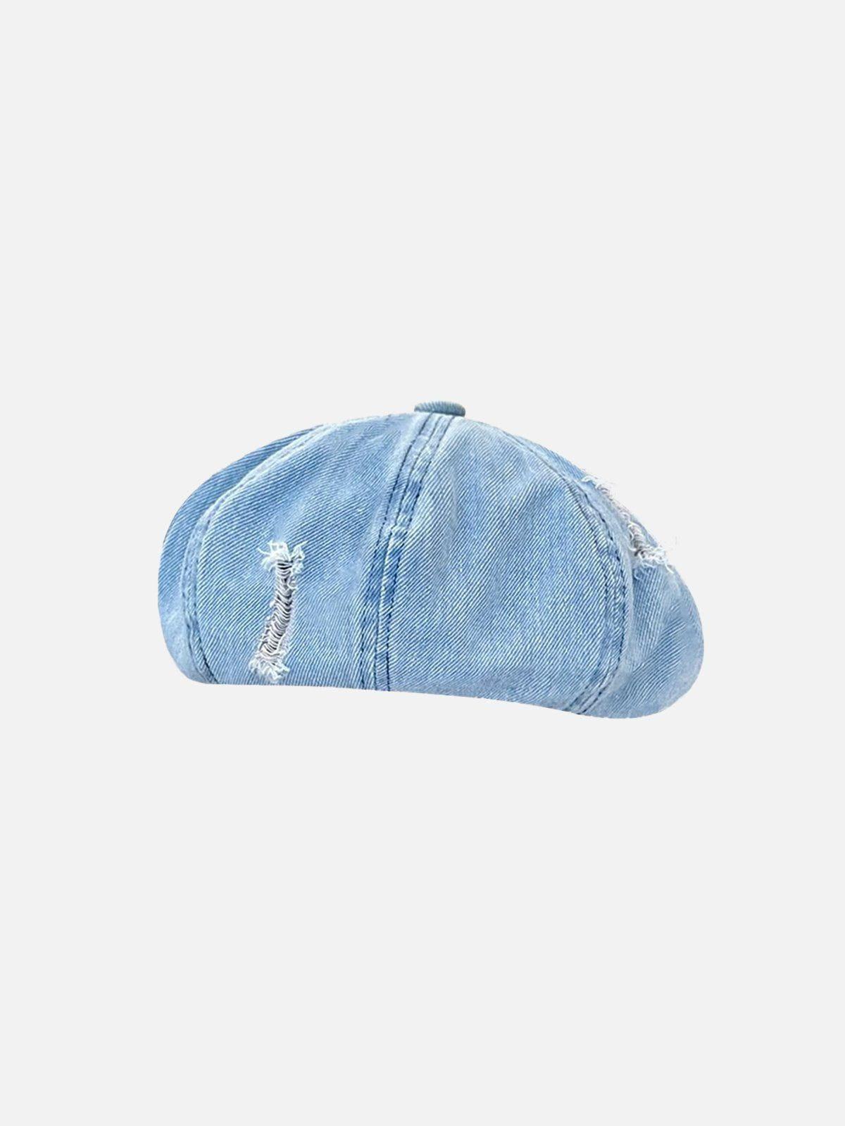 Distressed Denim Beret Product Image