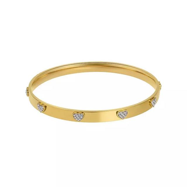 Adornia 14k Gold Tone Cubic Zirconia Hearts Stacking Bangle Bracelet, Womens Product Image