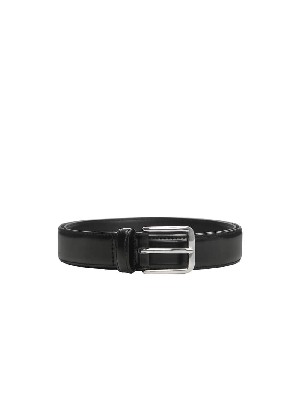 MANGO MAN - Leather belt blackMen Product Image