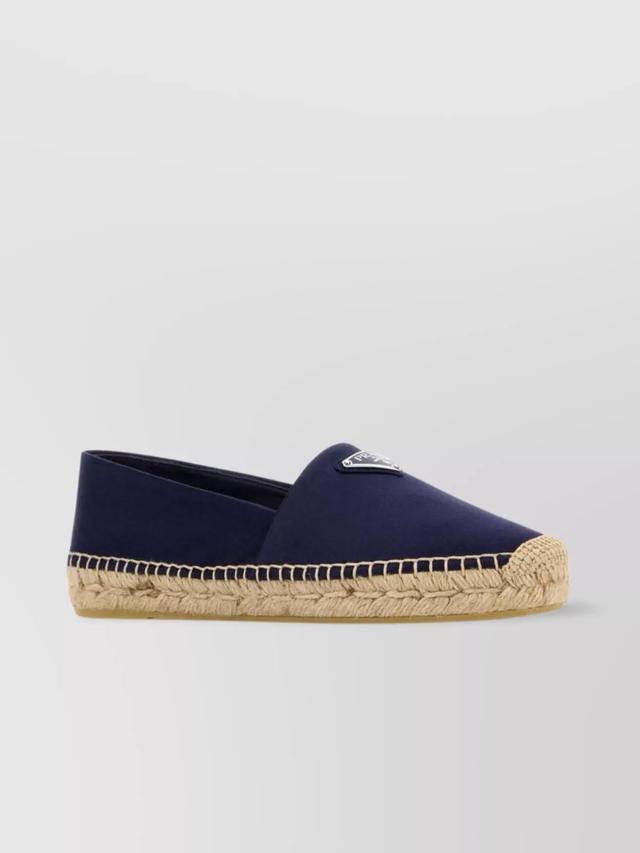 Satin Espadrilles With Traditional Jute Sole In Blue Product Image