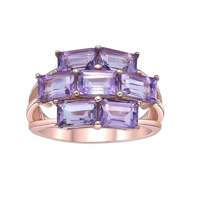 Gemminded 18k Rose Gold Over Silver Amethyst Ring, Womens Pink Tone Product Image