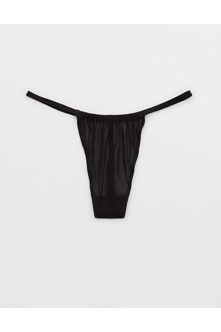 Aerie Mesh Ruched String Thong Underwear Women's Product Image