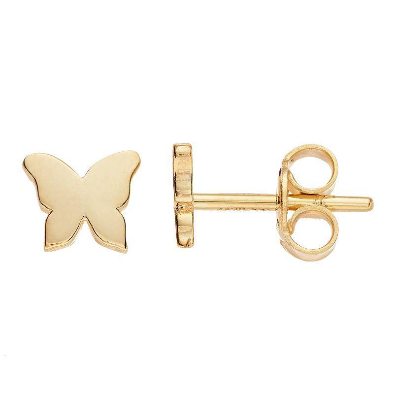 14k Gold Butterfly Stud Earrings, Womens Product Image