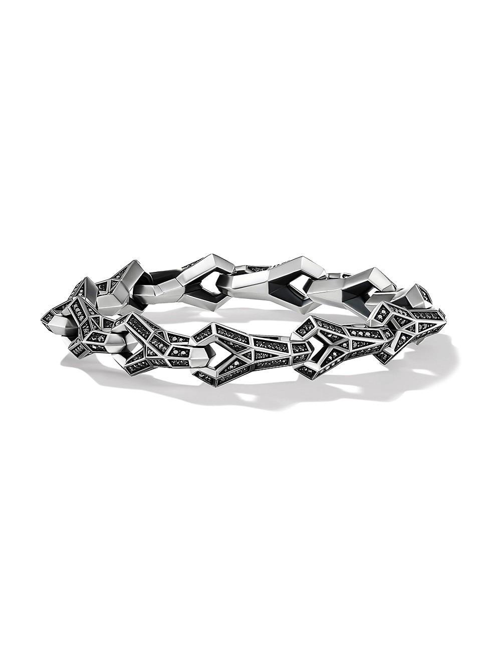 Mens Faceted Link Bracelet In Sterling Silver Product Image