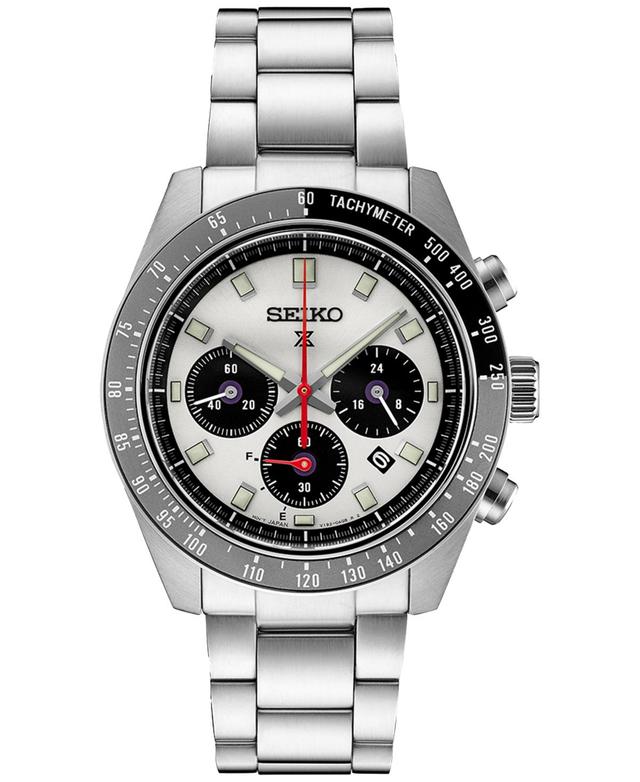 Seiko Mens Chronograph Solar Prospex Speedtimer Stainless Steel Bracelet Watch 41mm - Silver Product Image